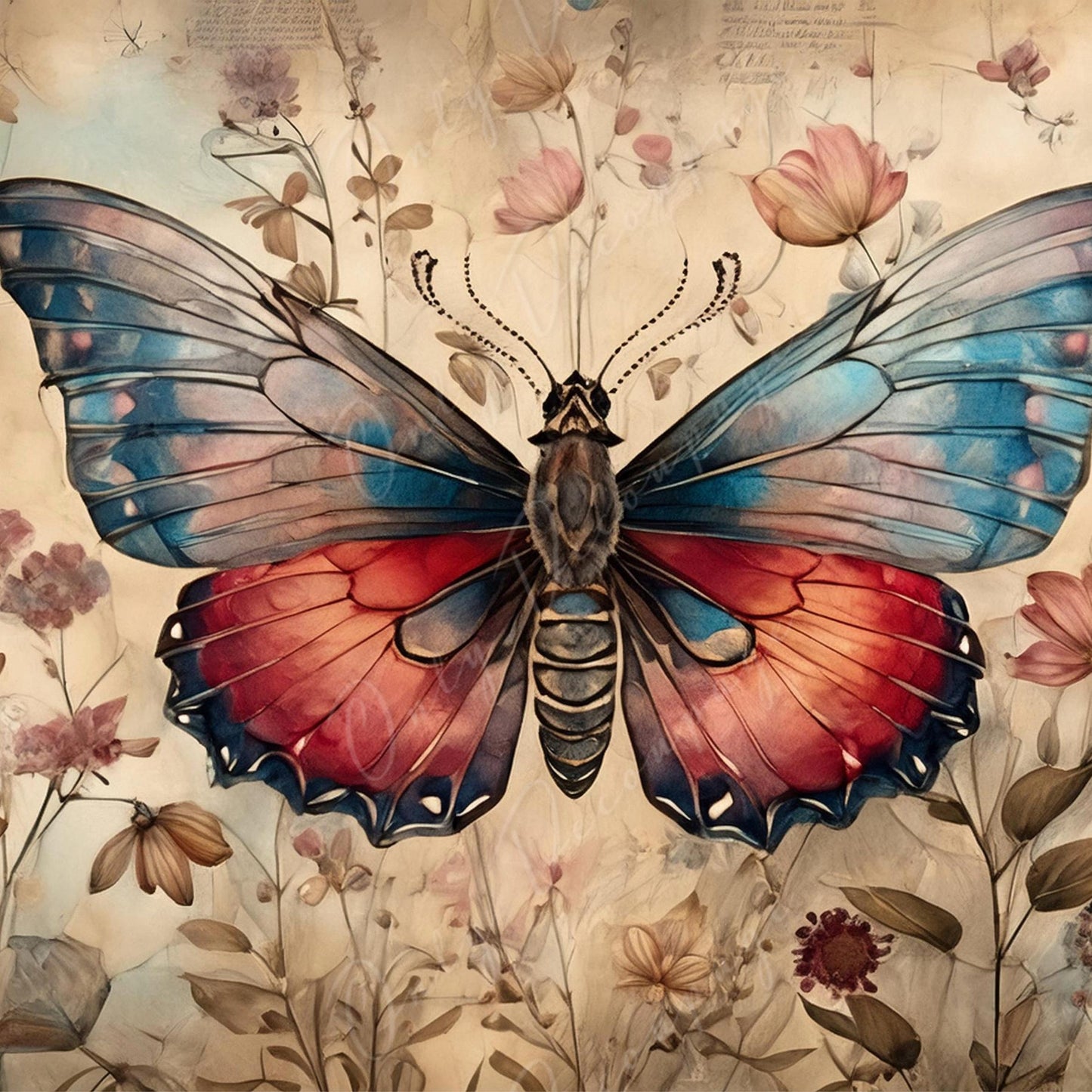 Large Decoupage Paper for Furniture - Butterfly - Rice Paper - Decoupage Paper - Wiccan