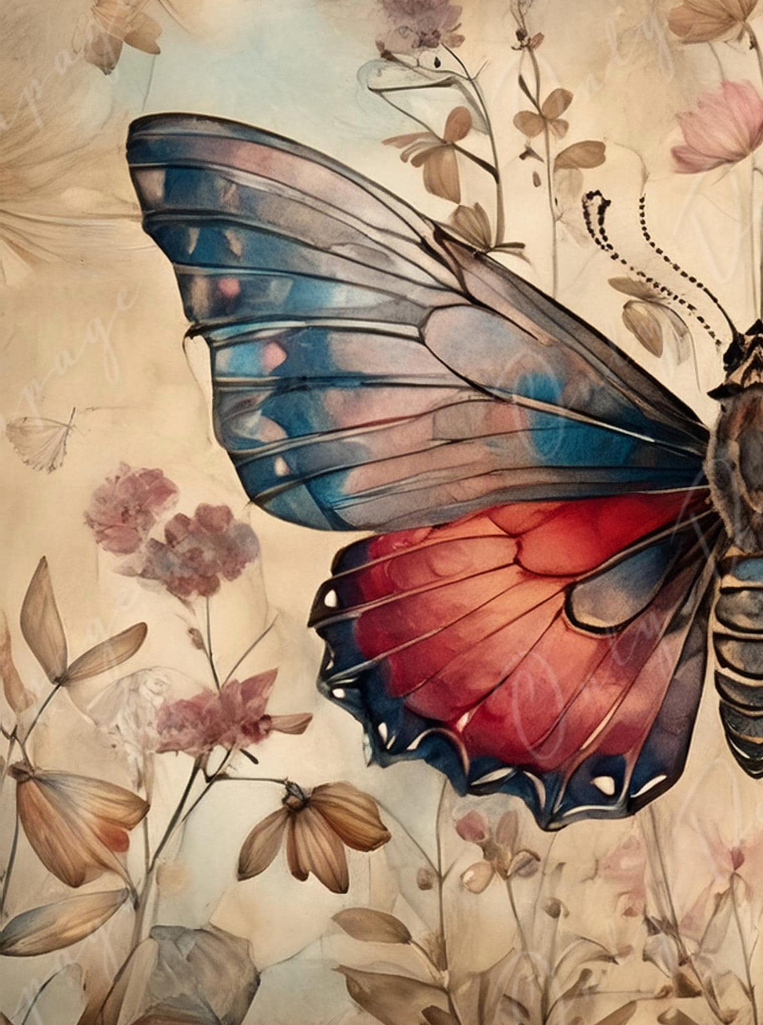 Large Decoupage Paper for Furniture - Butterfly - Rice Paper - Decoupage Paper - Wiccan