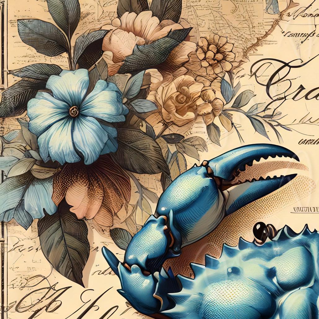 Large Decoupage Paper for Furniture - Blue Crap - Rice Paper - Decoupage Paper - Coastal Life - Compass - Floral