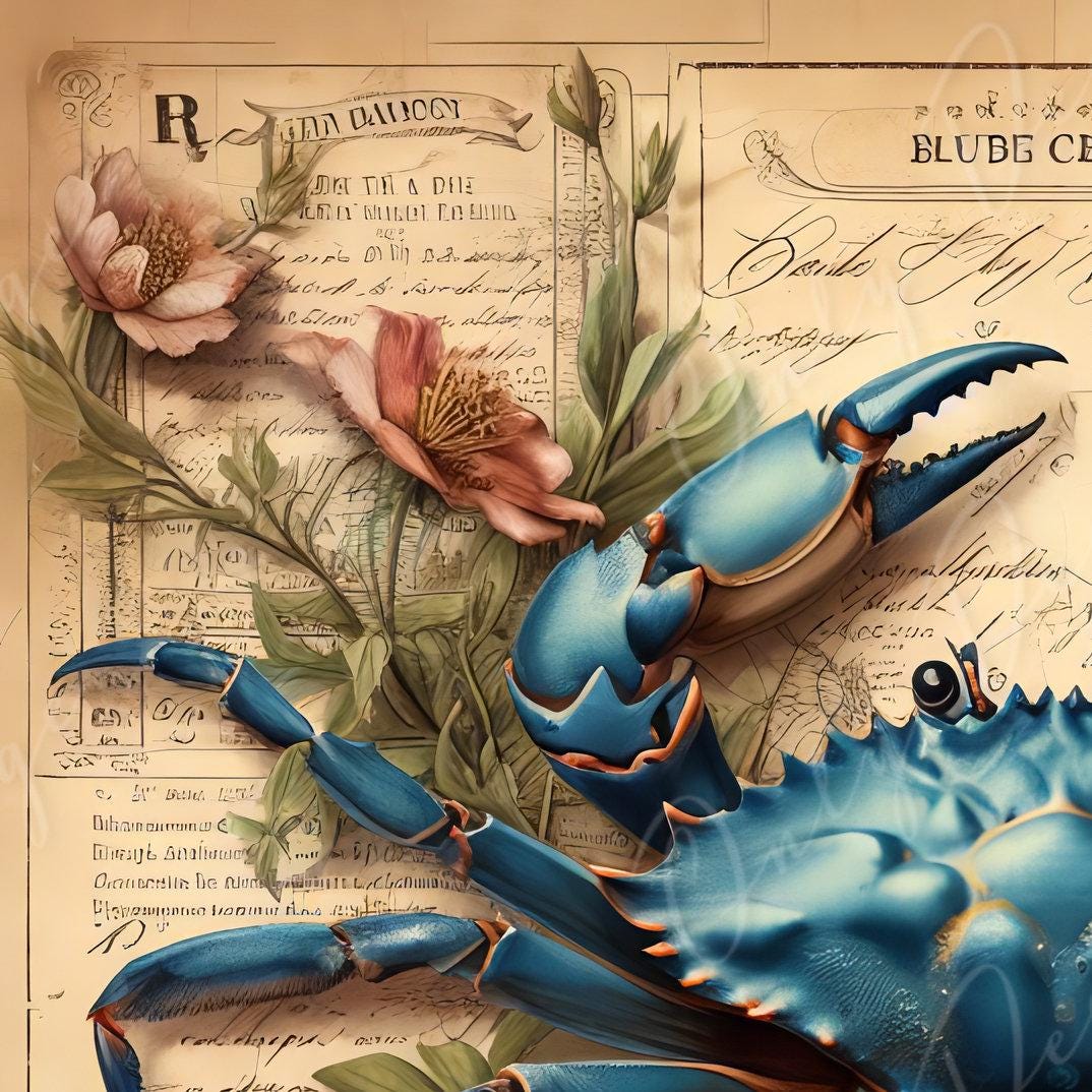Large Decoupage Paper for Furniture - Blue Crap - Rice Paper - Decoupage Paper - Coastal Life - Compass - Floral