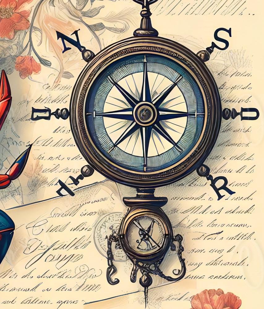 Large Decoupage Paper for Furniture - Blue Crap - Rice Paper - Decoupage Paper - Coastal Life - Compass - Floral