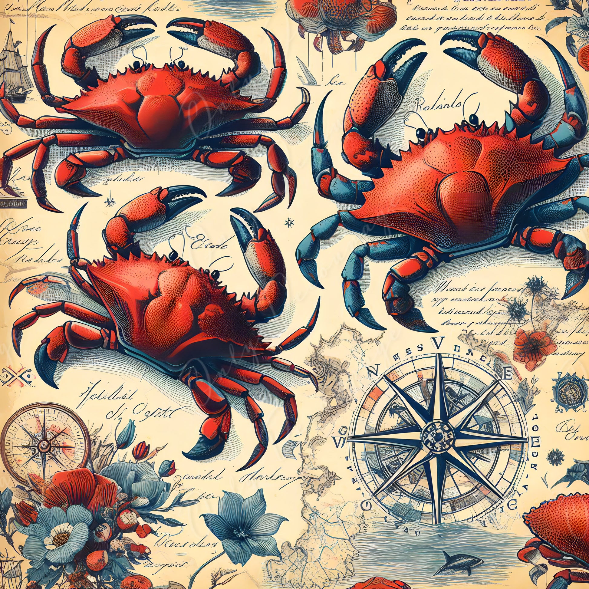 red crabs decoupage