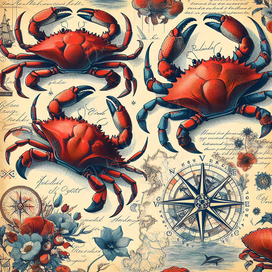 red crabs decoupage