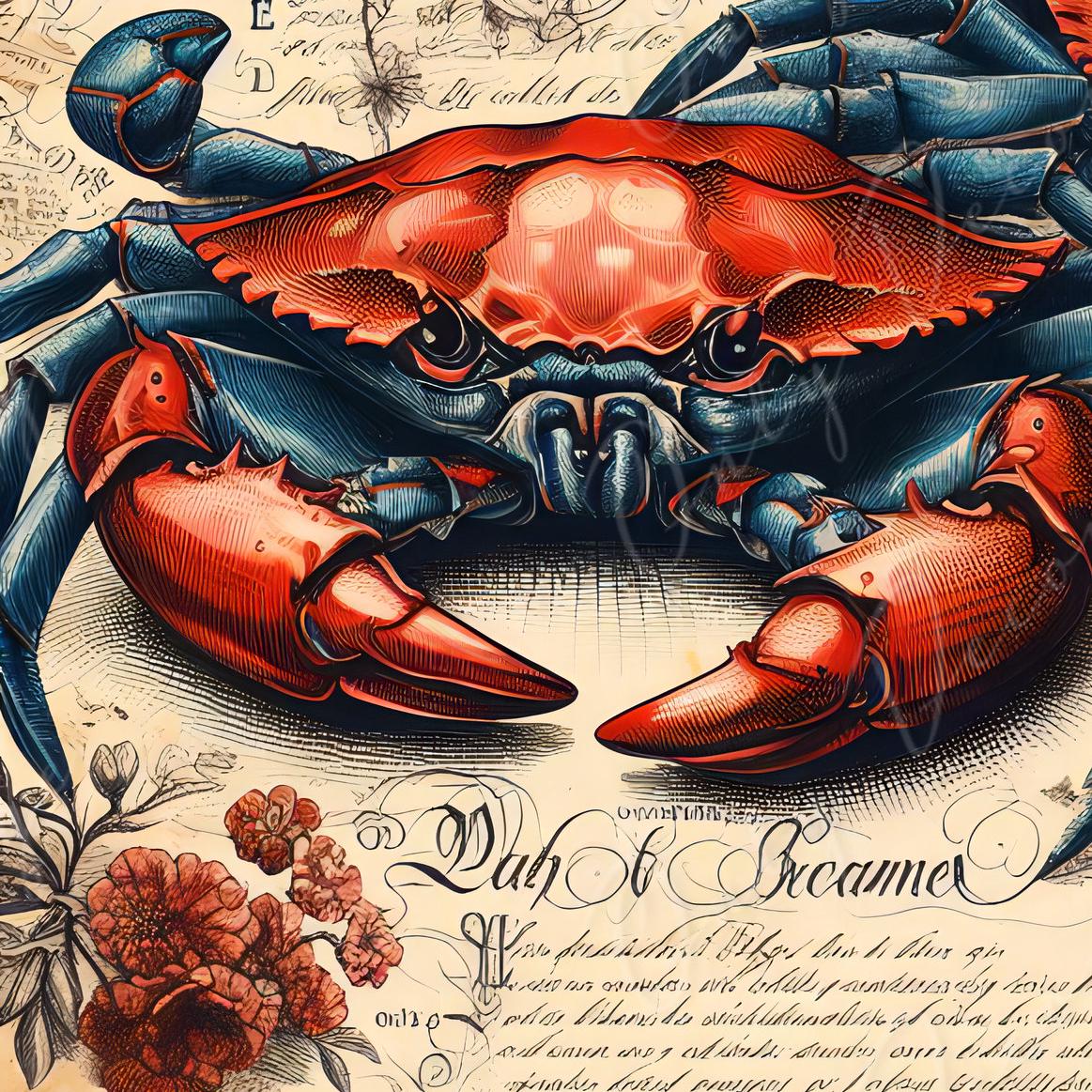 Large Decoupage Paper for Furniture - Blue Crap - Rice Paper - Decoupage Paper - Coastal Life - Compass - Floral