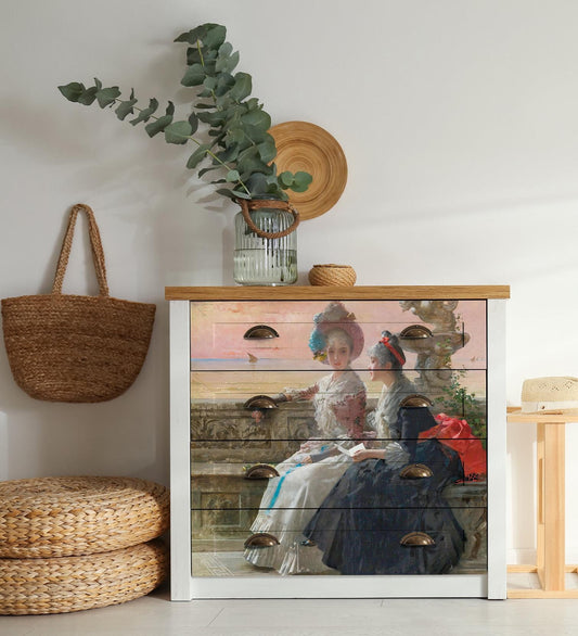 Oil Paint Victorian Women - Large Decoupage Paper for Furniture - Vintage Decoupage - Rice Paper - Decoupage Paper