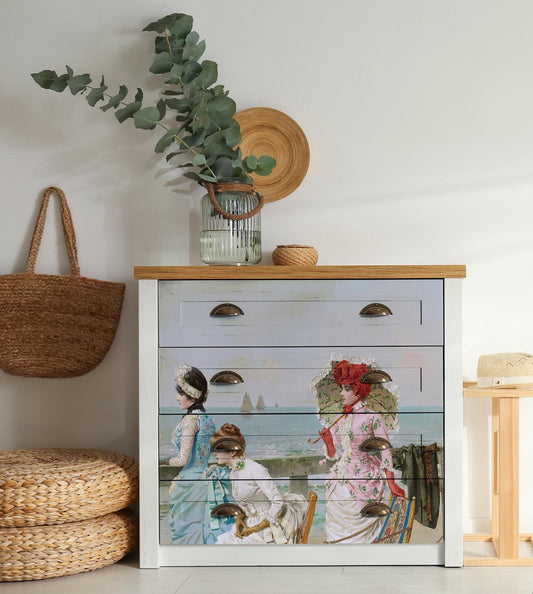 Oil Paint Victorian Women - Large Decoupage Paper for Furniture - Vintage Decoupage - Rice Paper - Decoupage Paper