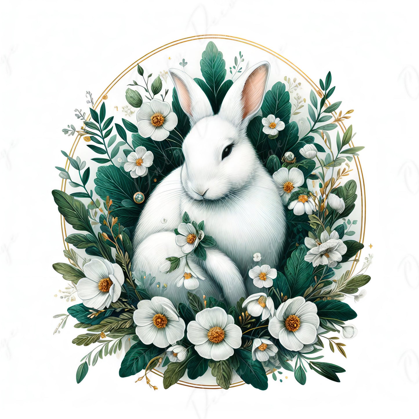 Large Decoupage Paper for Furniture - White Bunny - Rice Paper - Decoupage Paper - Floral