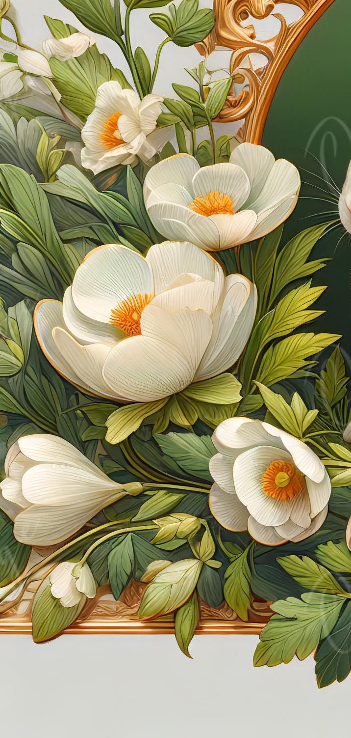 Large Decoupage Paper for Furniture - White Bunny - Rice Paper - Decoupage Paper - Floral