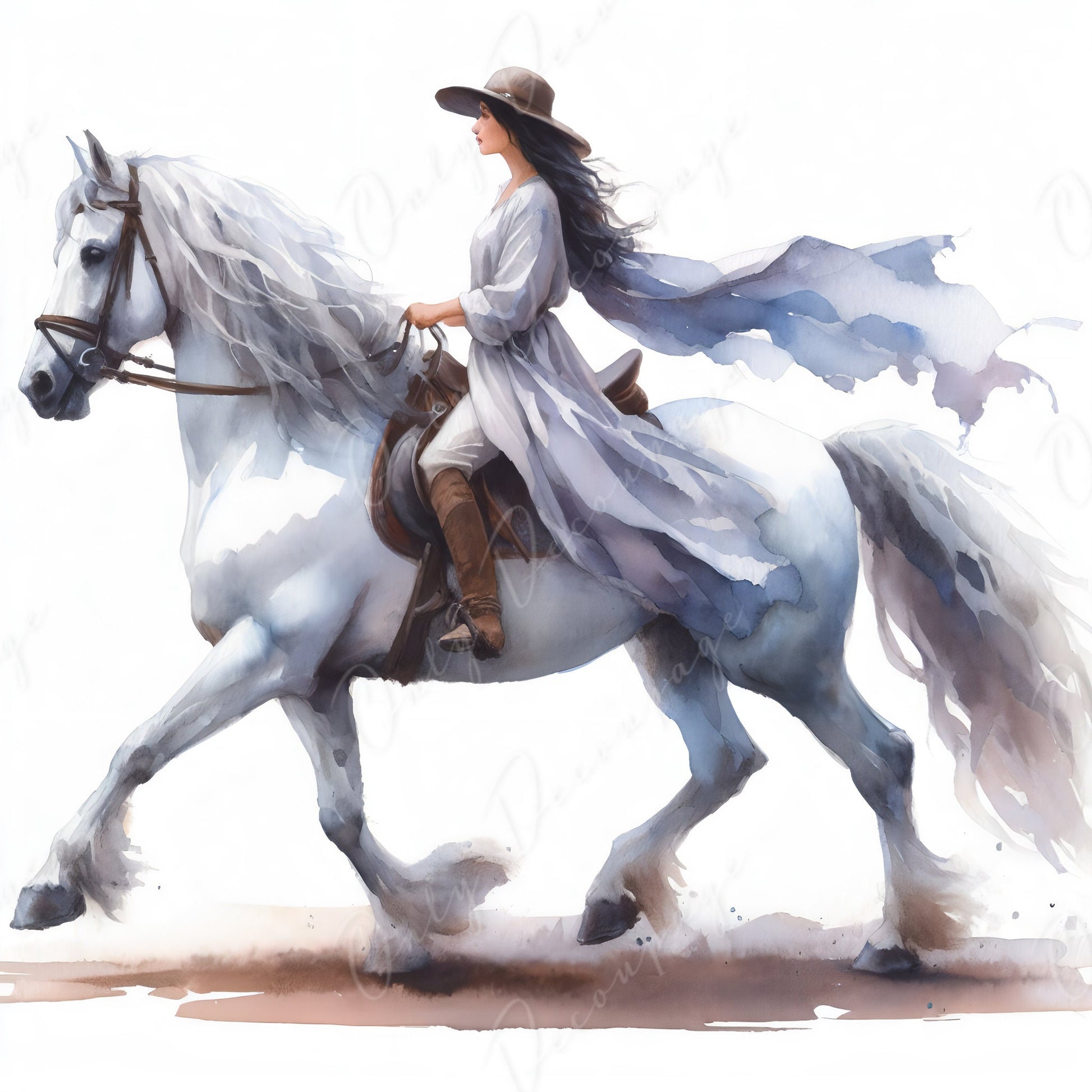 Large Decoupage Paper for Furniture - Cowboy - Rice Paper - Decoupage Paper -White Horse Ride