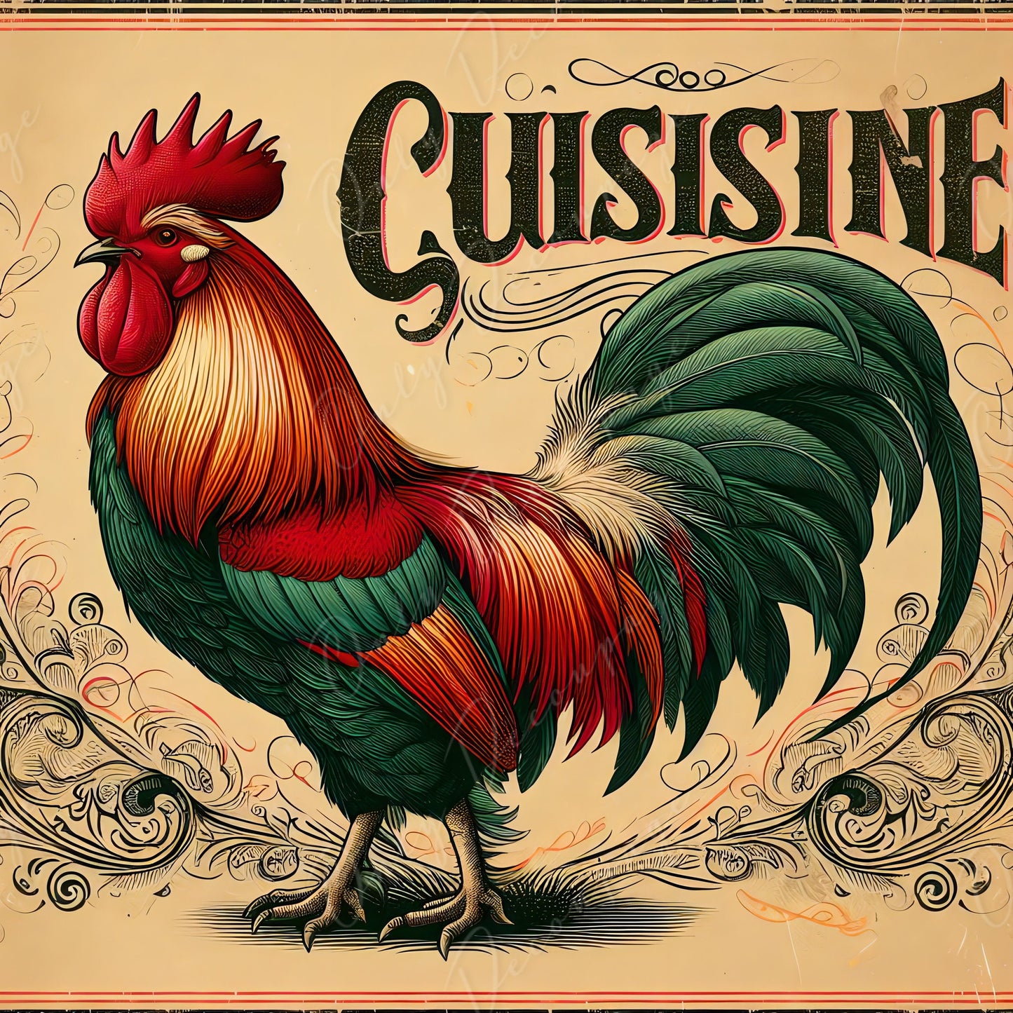Large Decoupage Paper for Furniture - Rooster - Rice Paper - Decoupage Paper - Farm Life