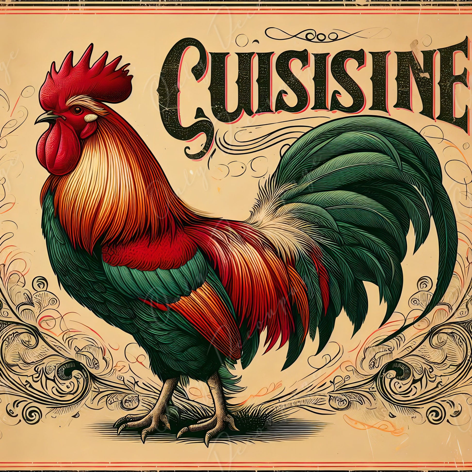 Large Decoupage Paper for Furniture - Rooster - Rice Paper - Decoupage Paper - Farm Life
