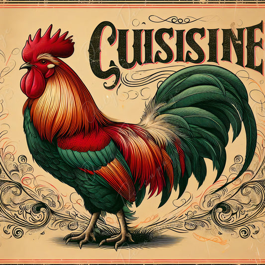 Large Decoupage Paper for Furniture - Rooster - Rice Paper - Decoupage Paper - Farm Life