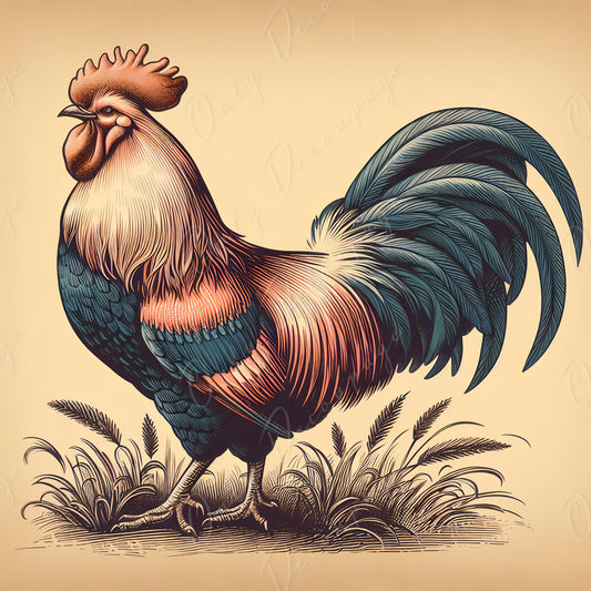 Large Decoupage Paper for Furniture - Rooster - Rice Paper - Decoupage Paper - Farm Life