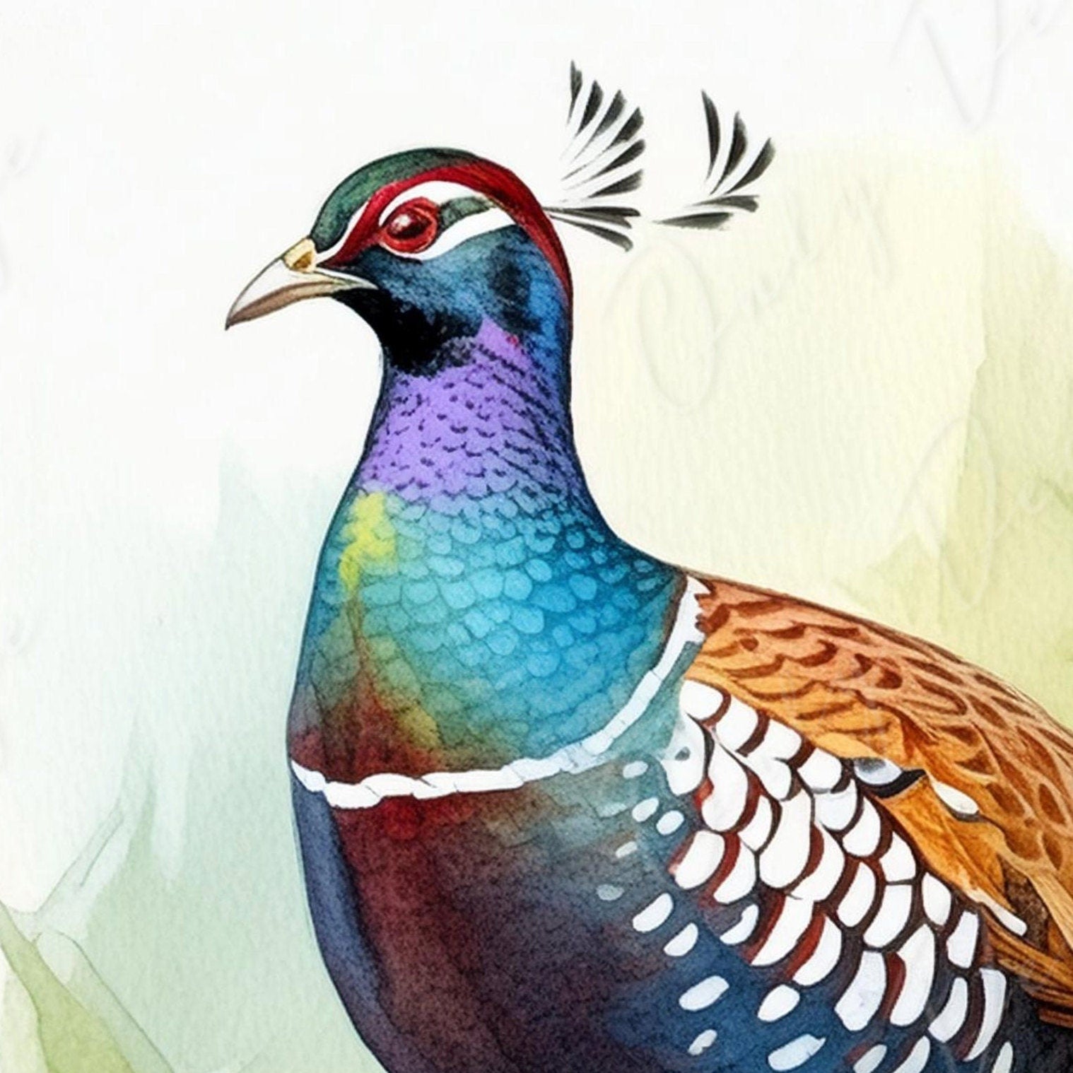 Large Decoupage Paper for Furniture - Pheasant - Rice Paper - Decoupage Paper - Watercolor Bird