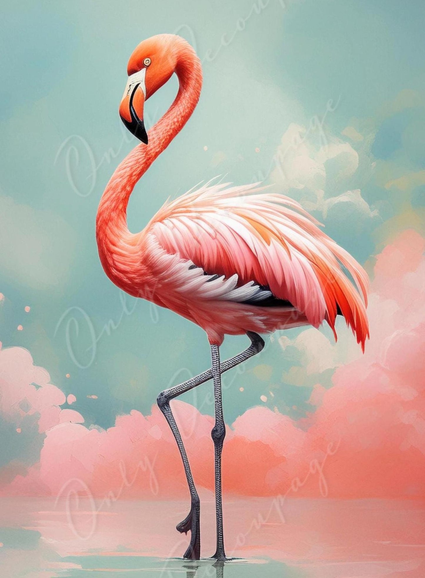 Large Decoupage Paper for Furniture - Pink Flamigo - Rice Paper - Decoupage Paper - Exotic Animals