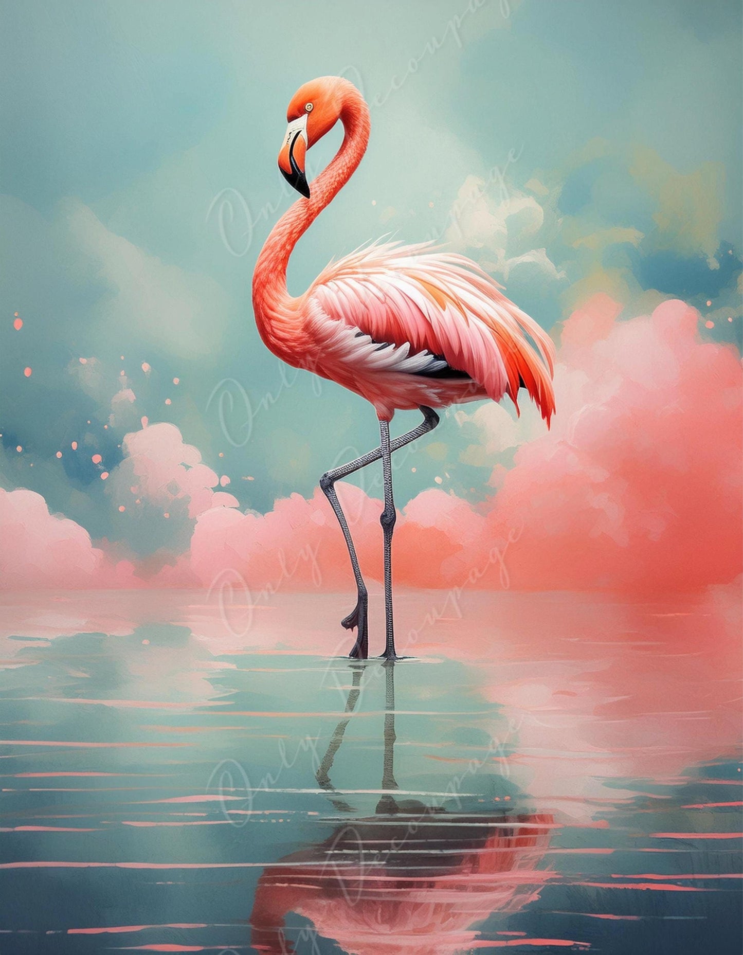 pink flamingo decoupage paper