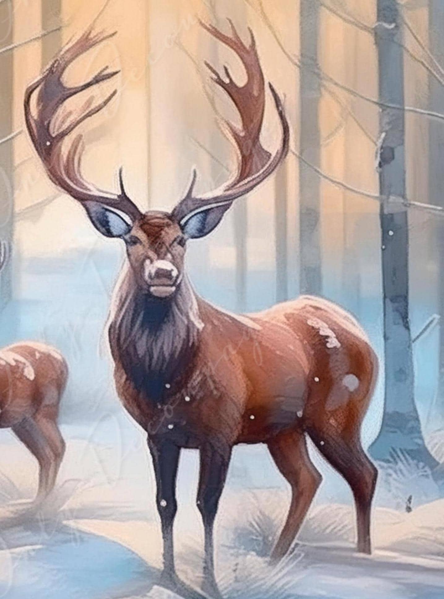 Large Decoupage Paper for Furniture - Winter Deer - Rice Paper - Decoupage Paper - Forrest
