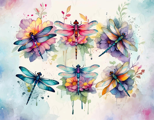 Colorful Dragonfly - Large Decoupage Paper for Furniture - Rice Paper - Decoupage Paper - Watercolor