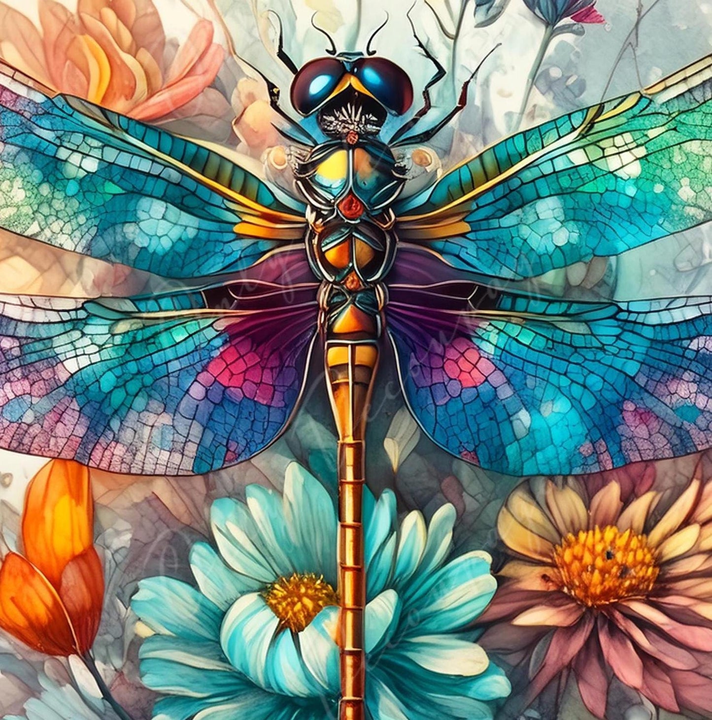 Dragonfly Decoupage Paper – Large Floral Rice Paper for Furniture