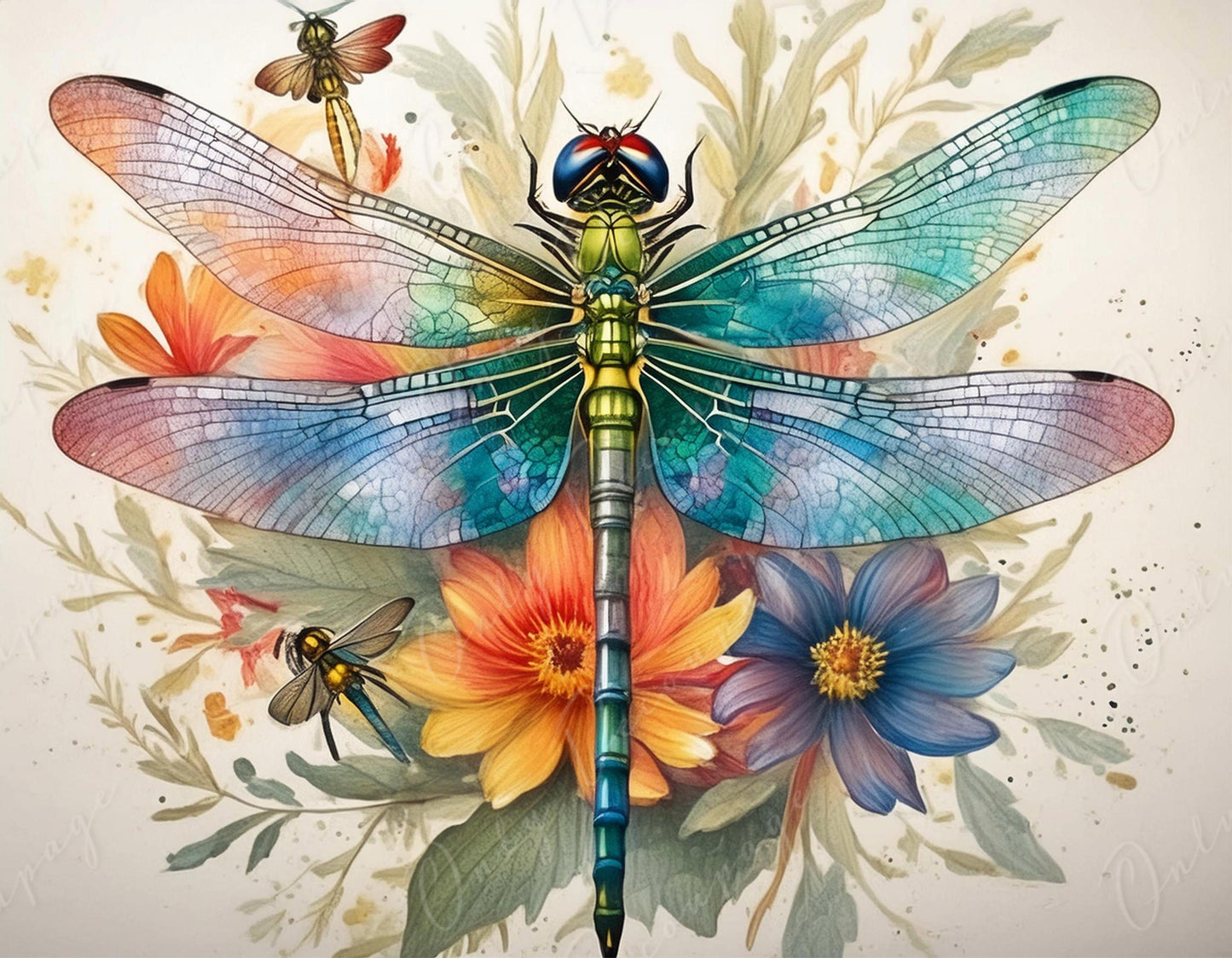 Dragonfly - Large Decoupage Paper for Furniture - Rice Paper - Decoupage Paper - Floral Decoupage