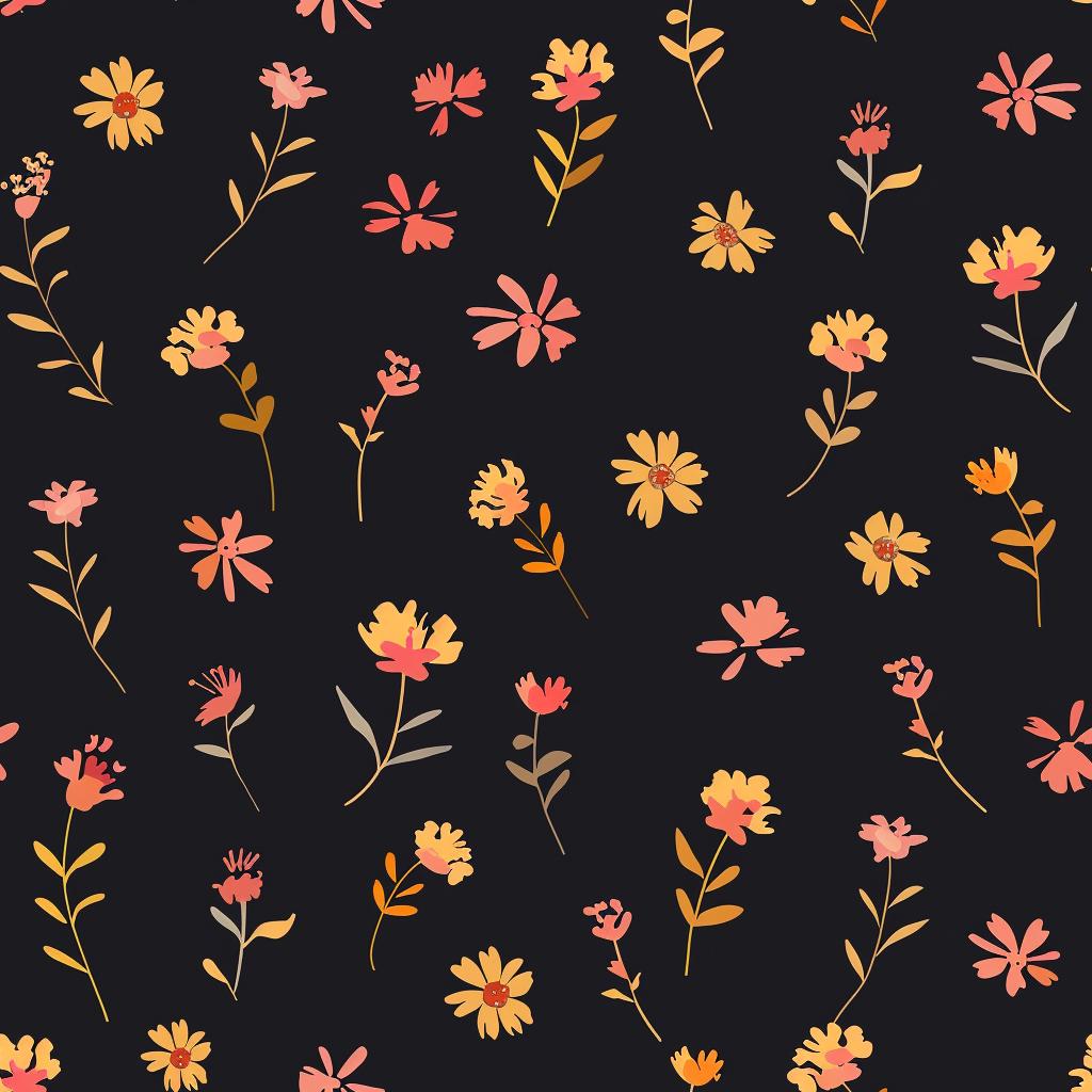 Decoupage Paper - Repeating Pattern - Floral Decorative Paper - 6 Size Options - Black Background