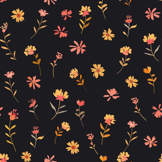 Decoupage Paper - Repeating Pattern - Floral Decorative Paper - 6 Size Options - Black Background