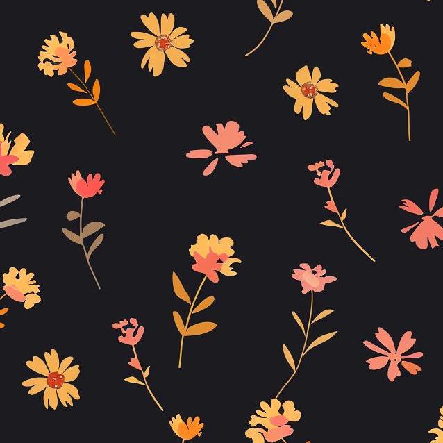 Decoupage Paper - Repeating Pattern - Floral Decorative Paper - 6 Size Options - Black Background