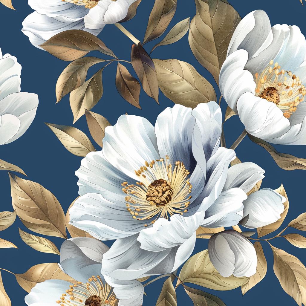 Decoupage Paper - Repeating Pattern - Floral Decorative Paper - 6 Size Options - Blue Background