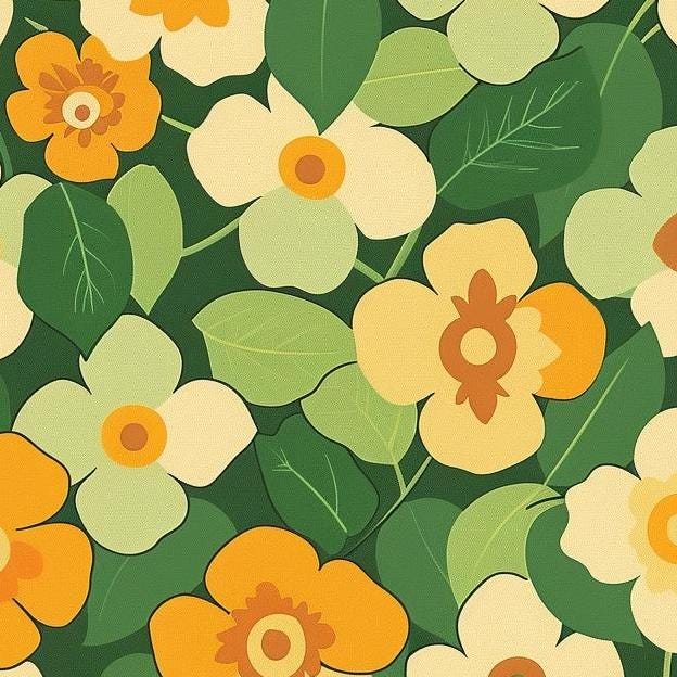 Decoupage Paper - Repeating Pattern - Floral Decorative Paper - 6 Size Options - Green Flowers