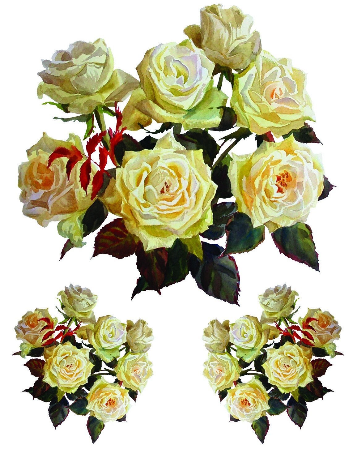 Easy Furniture Transfer - Decor Transfer - Furniture Upcycling - Floral Transfer - White Roses