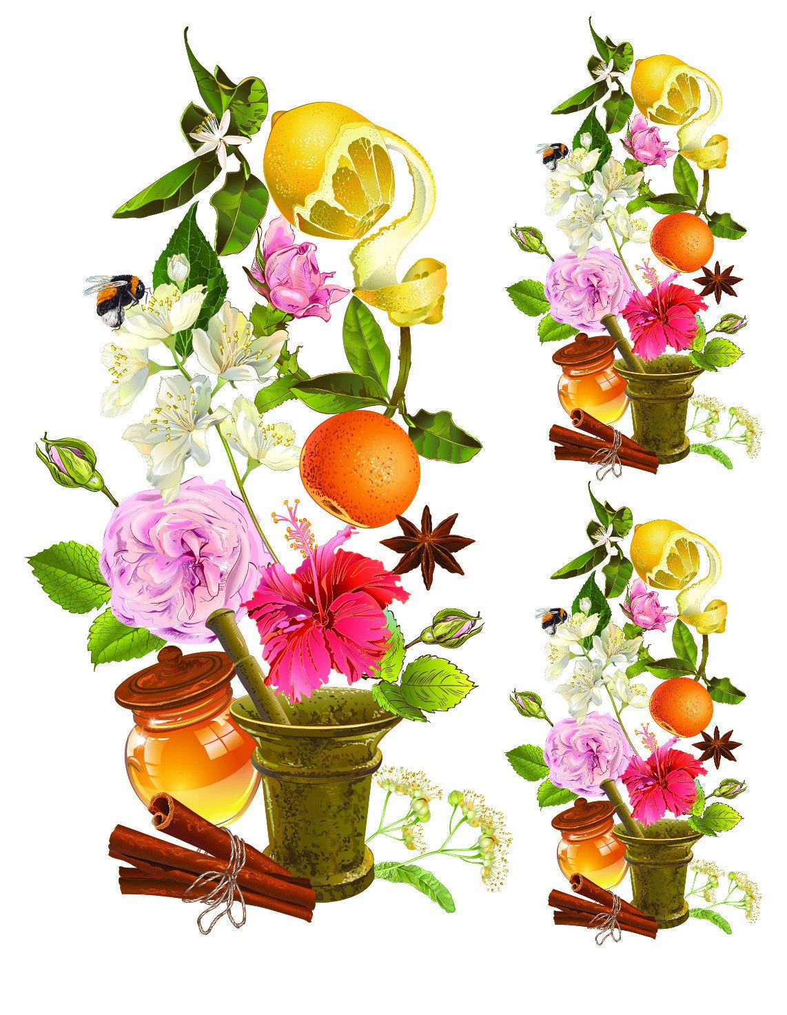 Easy Furniture Transfer - Decor Transfer - Furniture Upcycling - Floral Transfer - Herbal Orange Lemon
