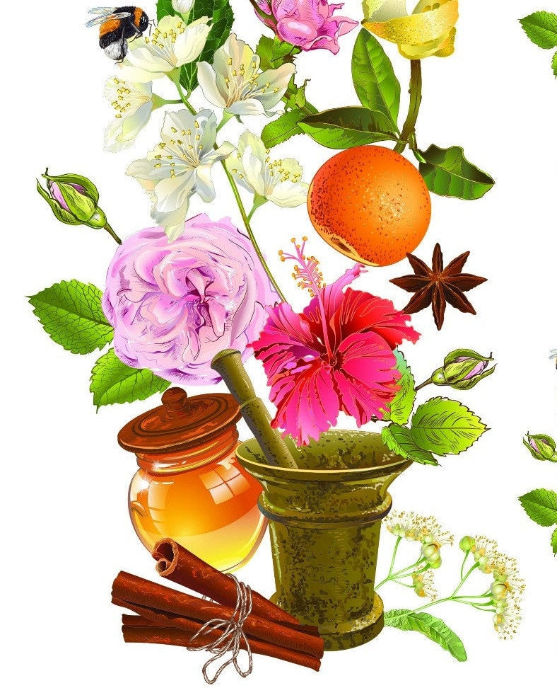 Easy Furniture Transfer - Decor Transfer - Furniture Upcycling - Floral Transfer - Herbal Orange Lemon