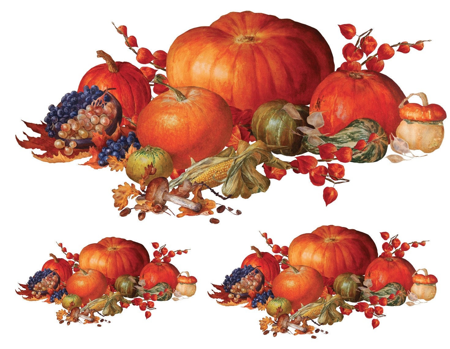 Easy Furniture Transfer - Decor Transfer - Furniture Upcycling - Floral Transfer - Orange Pumpkin