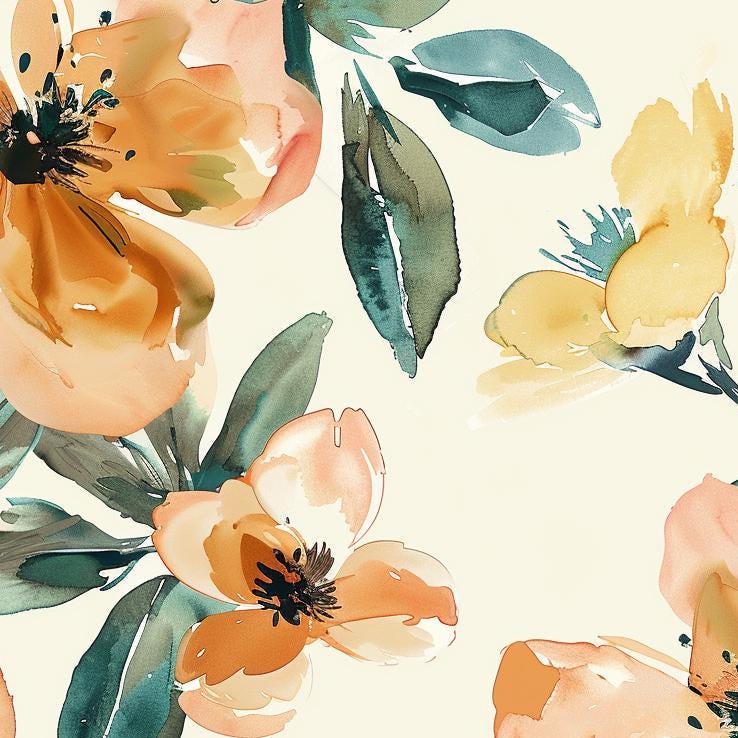 Decoupage Paper - Repeating Pattern - Floral Decorative Paper - 6 Size Options - Watercolor Flowers