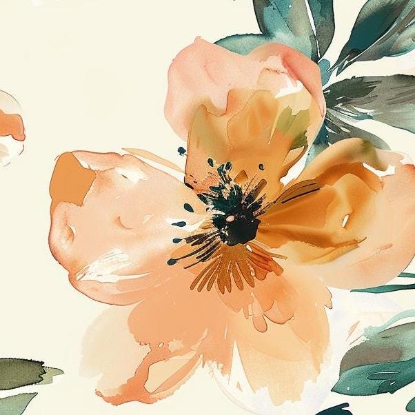 Decoupage Paper - Repeating Pattern - Floral Decorative Paper - 6 Size Options - Watercolor Flowers