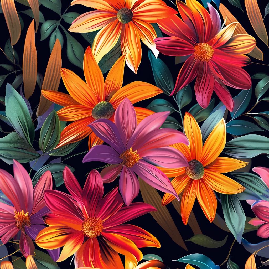 Tree Dahlia - Decoupage Paper - Repeating Pattern - 6 Size Options - Colorful Flowers