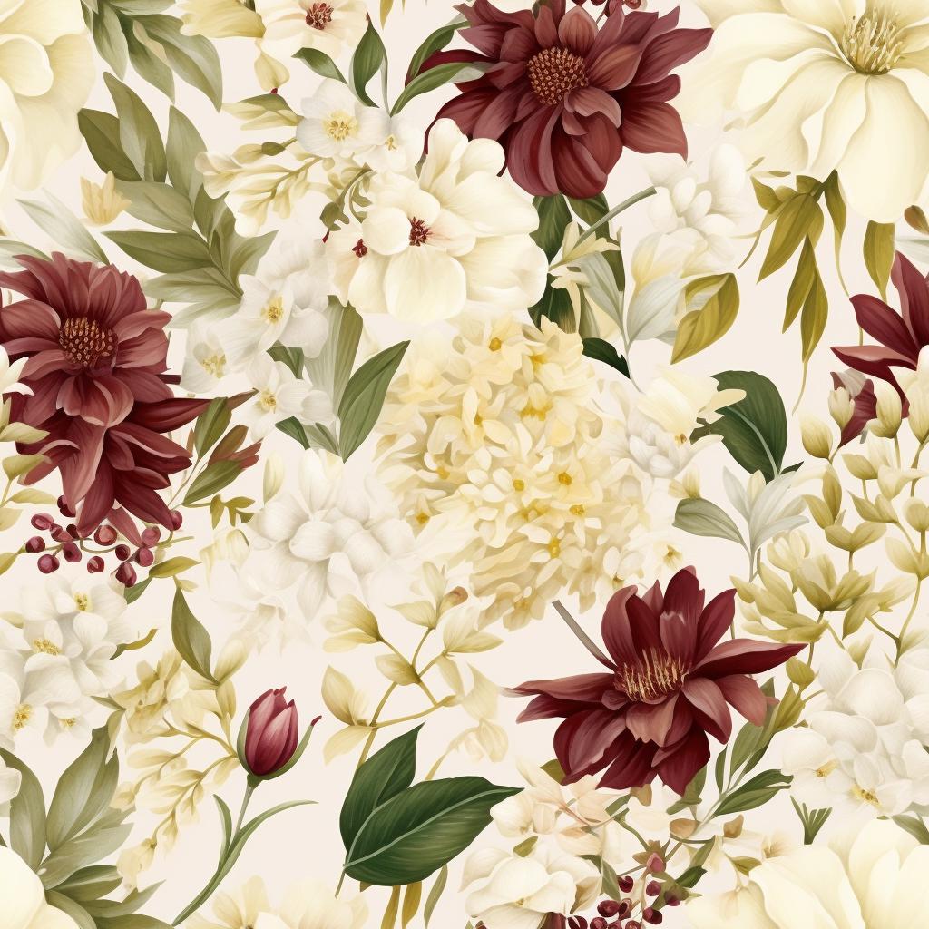 Decoupage Paper - Repeating Pattern - 6 Size Options - White Flowers
