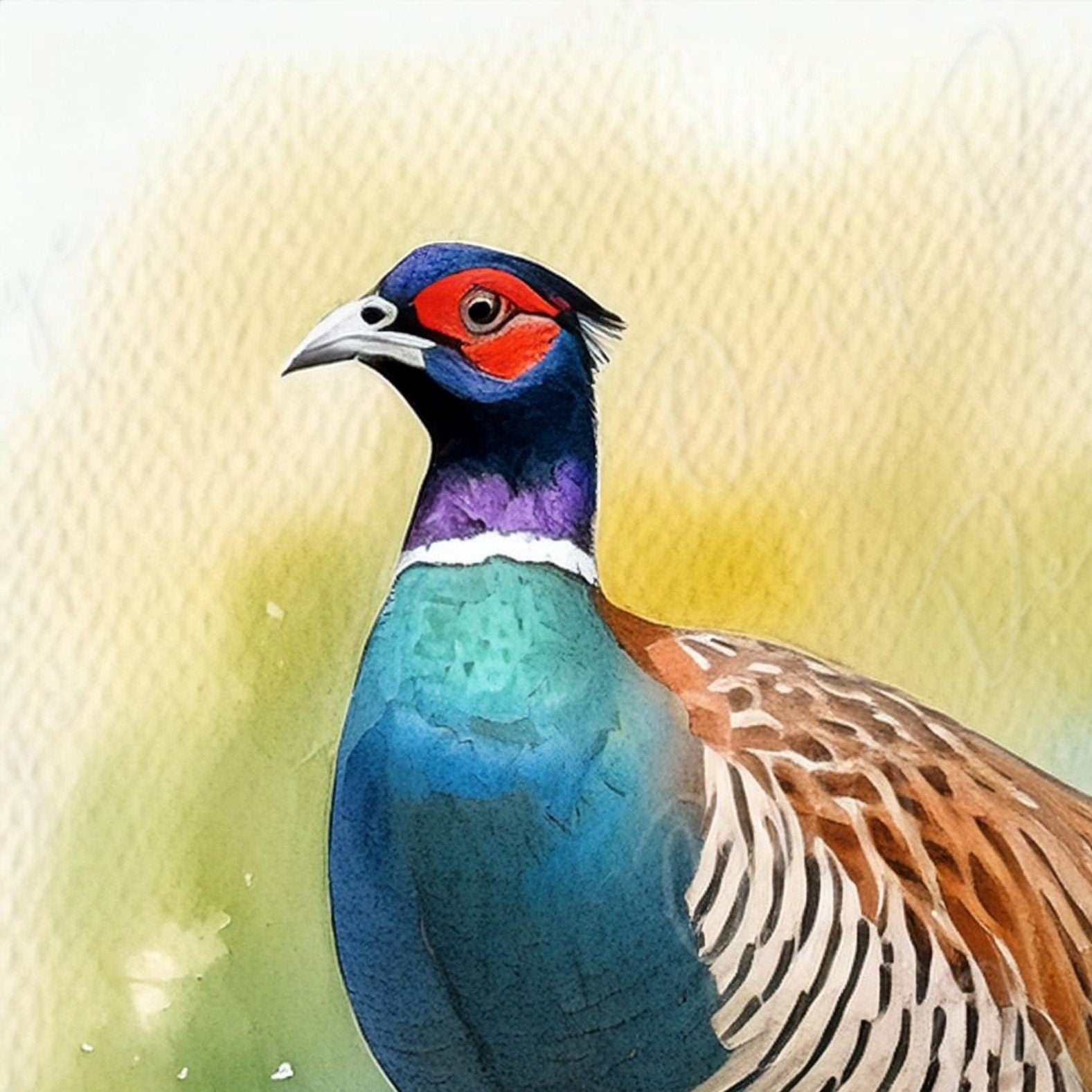 Large Decoupage Paper for Furniture - Pheasant - Rice Paper - Decoupage Paper - Watercolor Bird