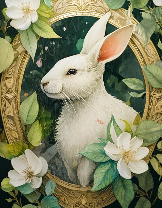 Large Decoupage Paper for Furniture - White Rabbit - Rice Paper - Decoupage Paper - Floral