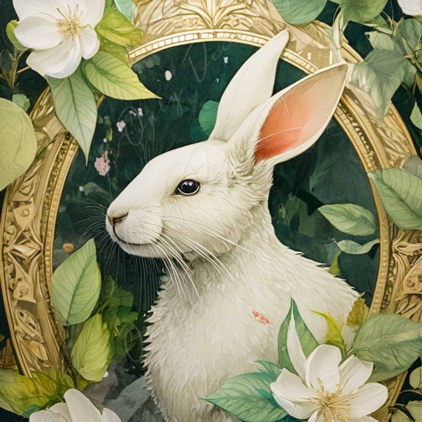 Large Decoupage Paper for Furniture - White Rabbit - Rice Paper - Decoupage Paper - Floral