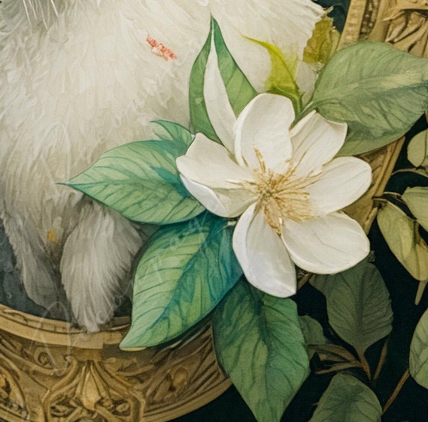 Large Decoupage Paper for Furniture - White Rabbit - Rice Paper - Decoupage Paper - Floral