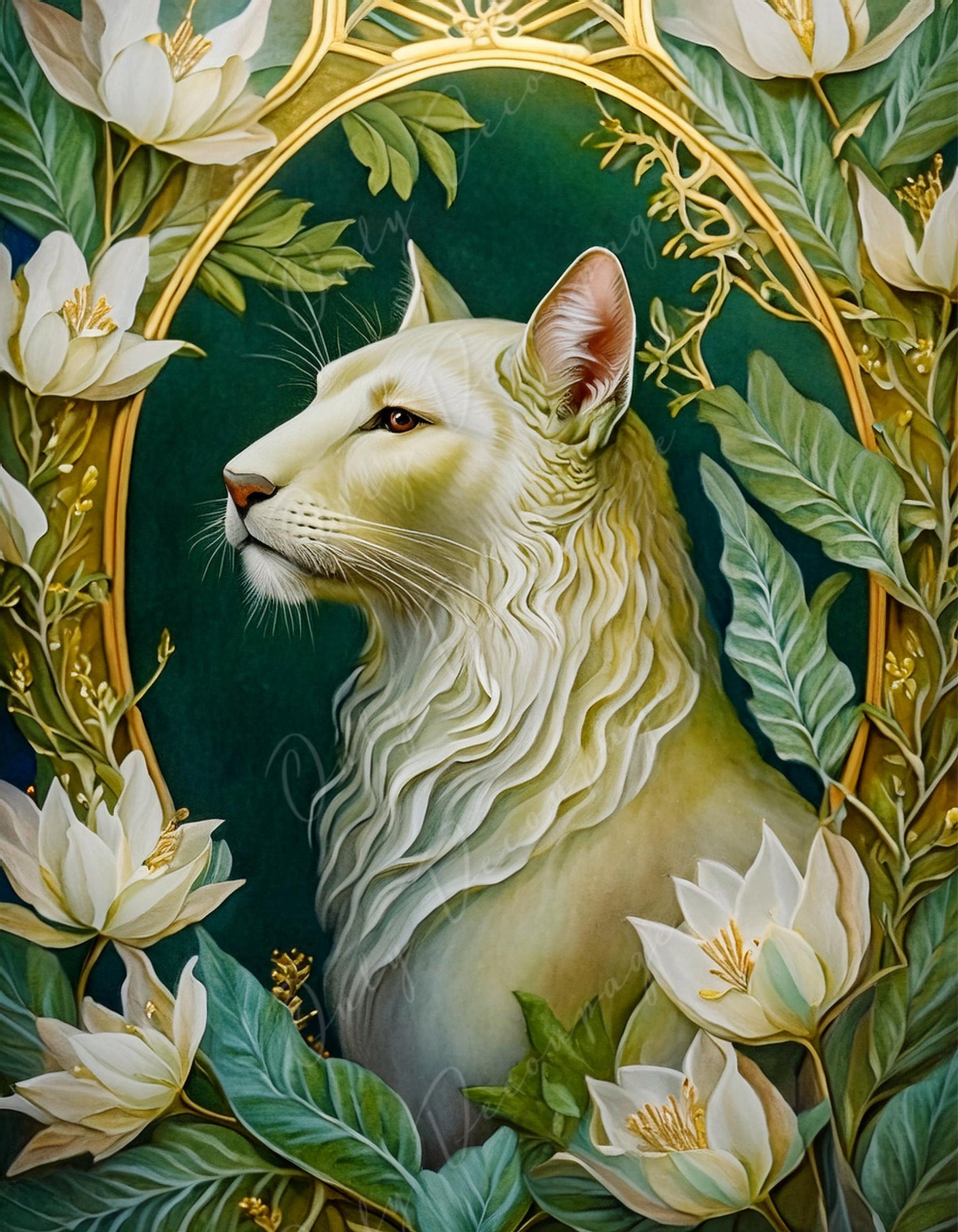 Large Decoupage Paper for Furniture - White Lion - Rice Paper - Decoupage Paper - White Flowers