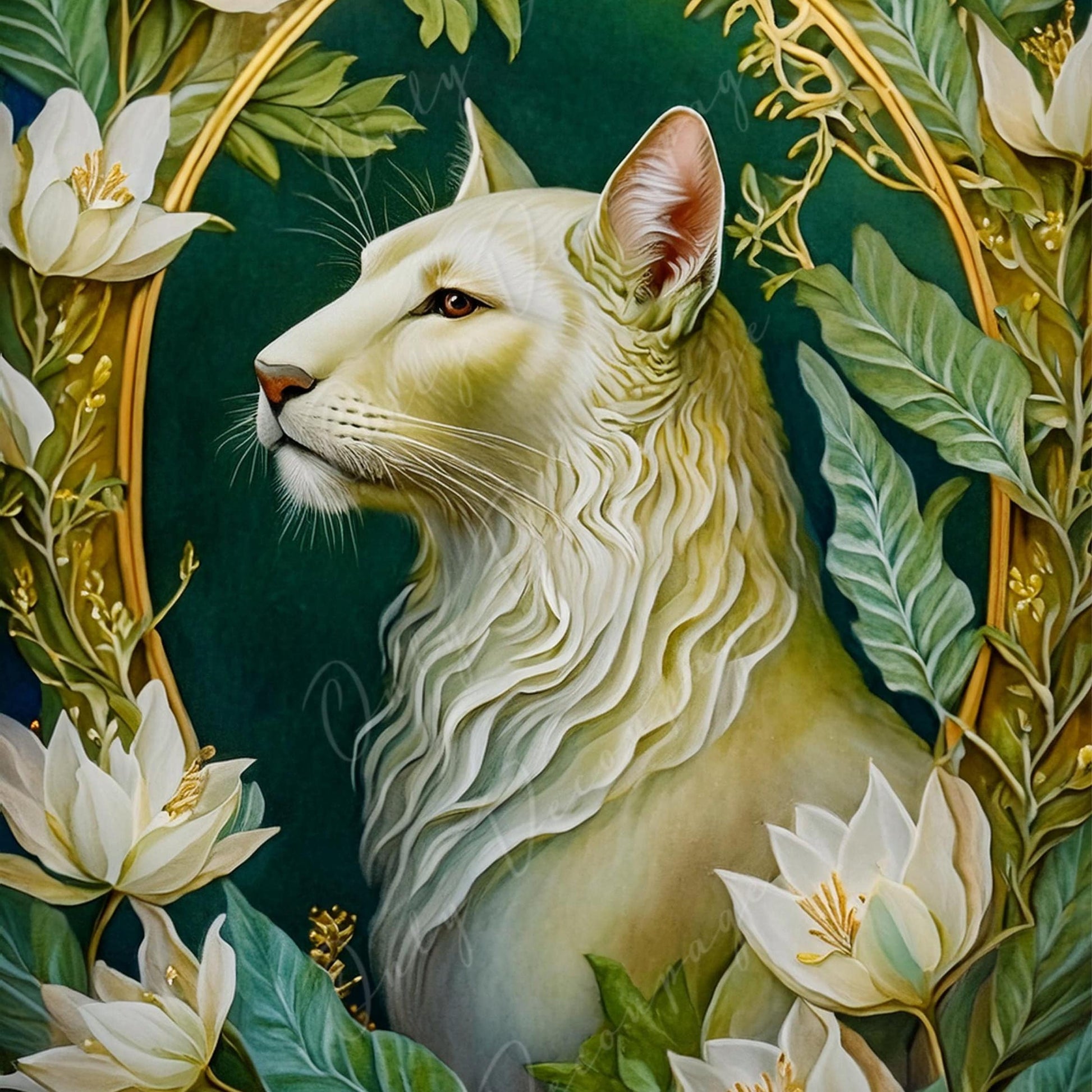 Large Decoupage Paper for Furniture - White Lion - Rice Paper - Decoupage Paper - White Flowers