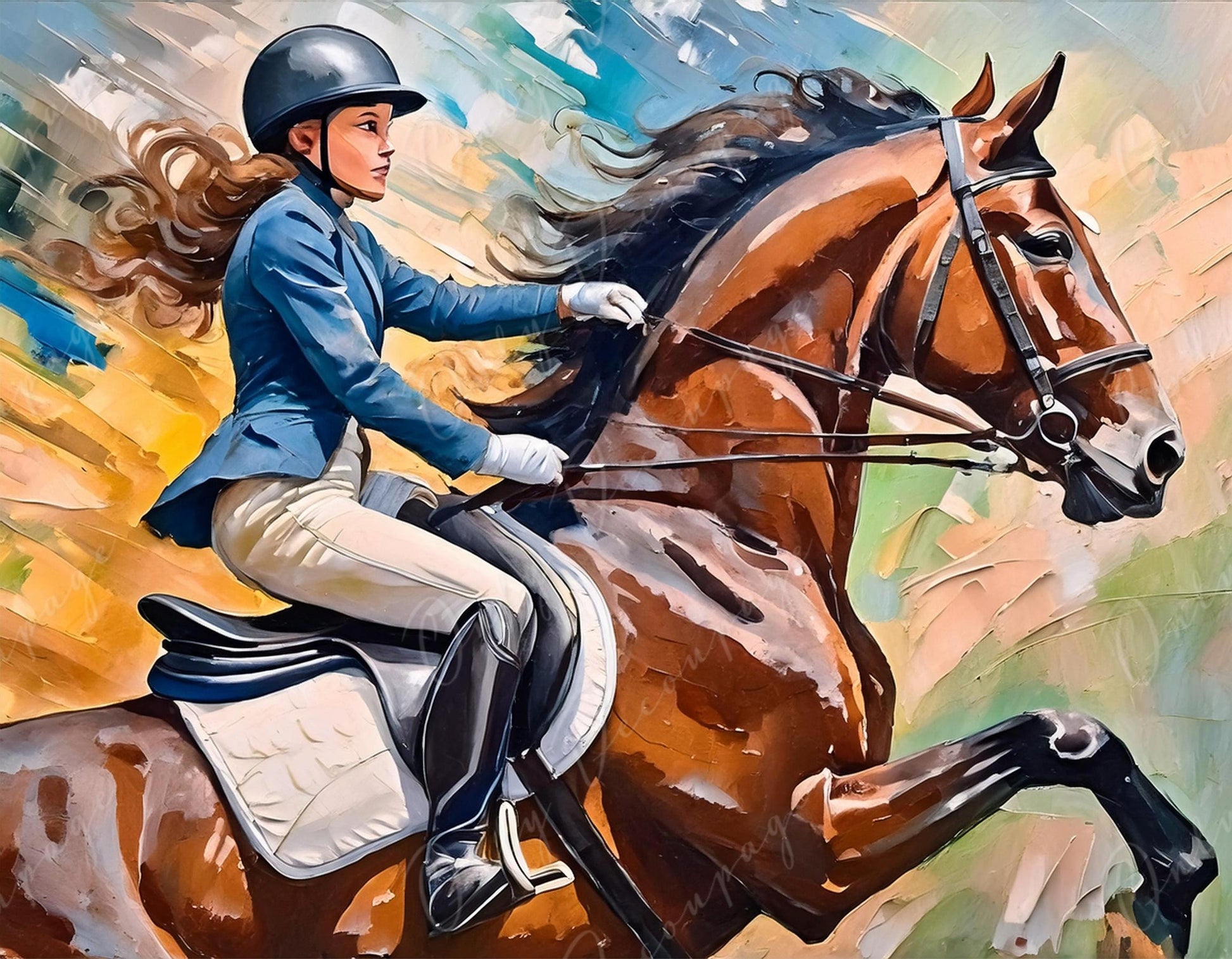 Large Decoupage Paper for Furniture - Horse Rider - Rice Paper - Oil Paint