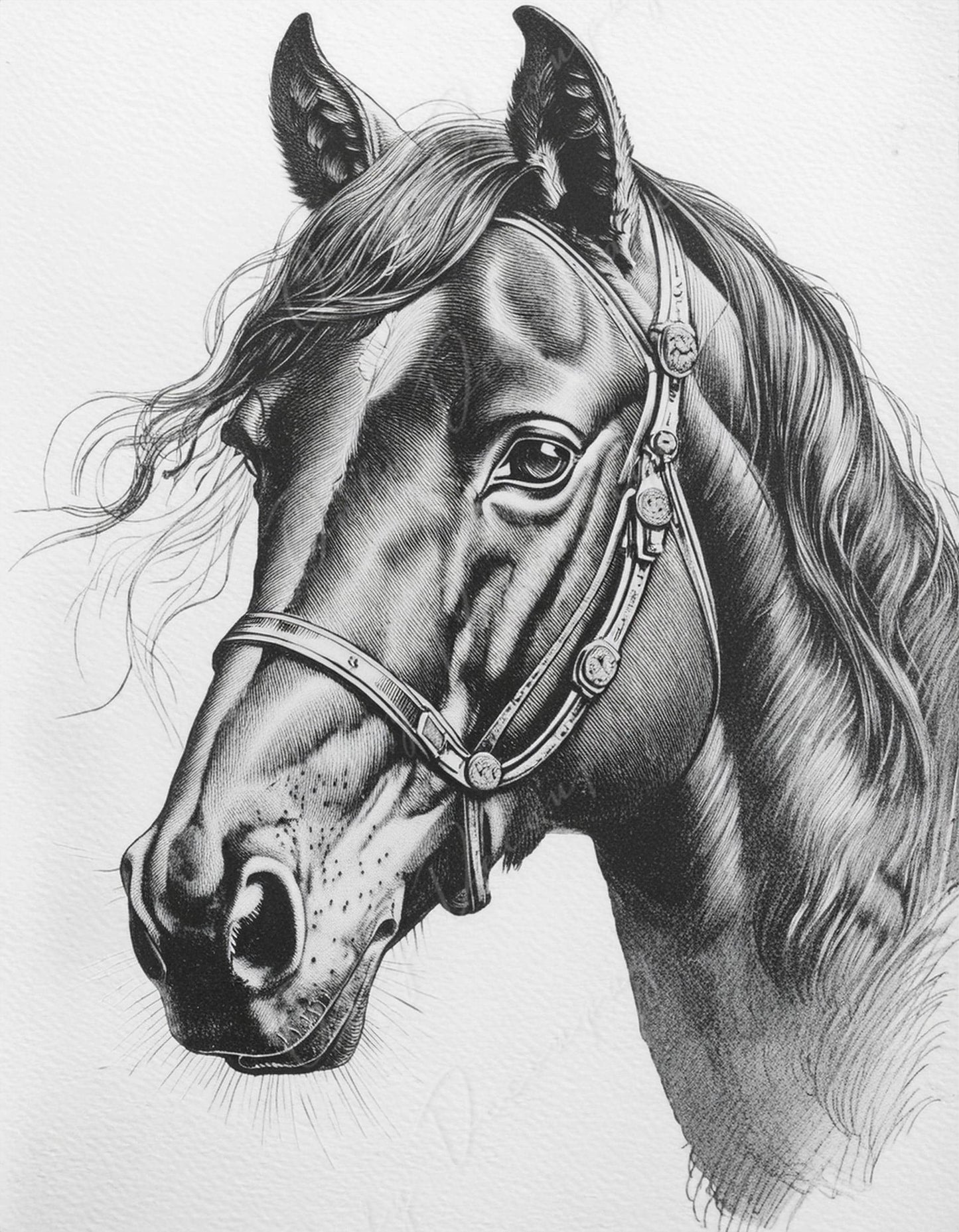 black white horse decoupage