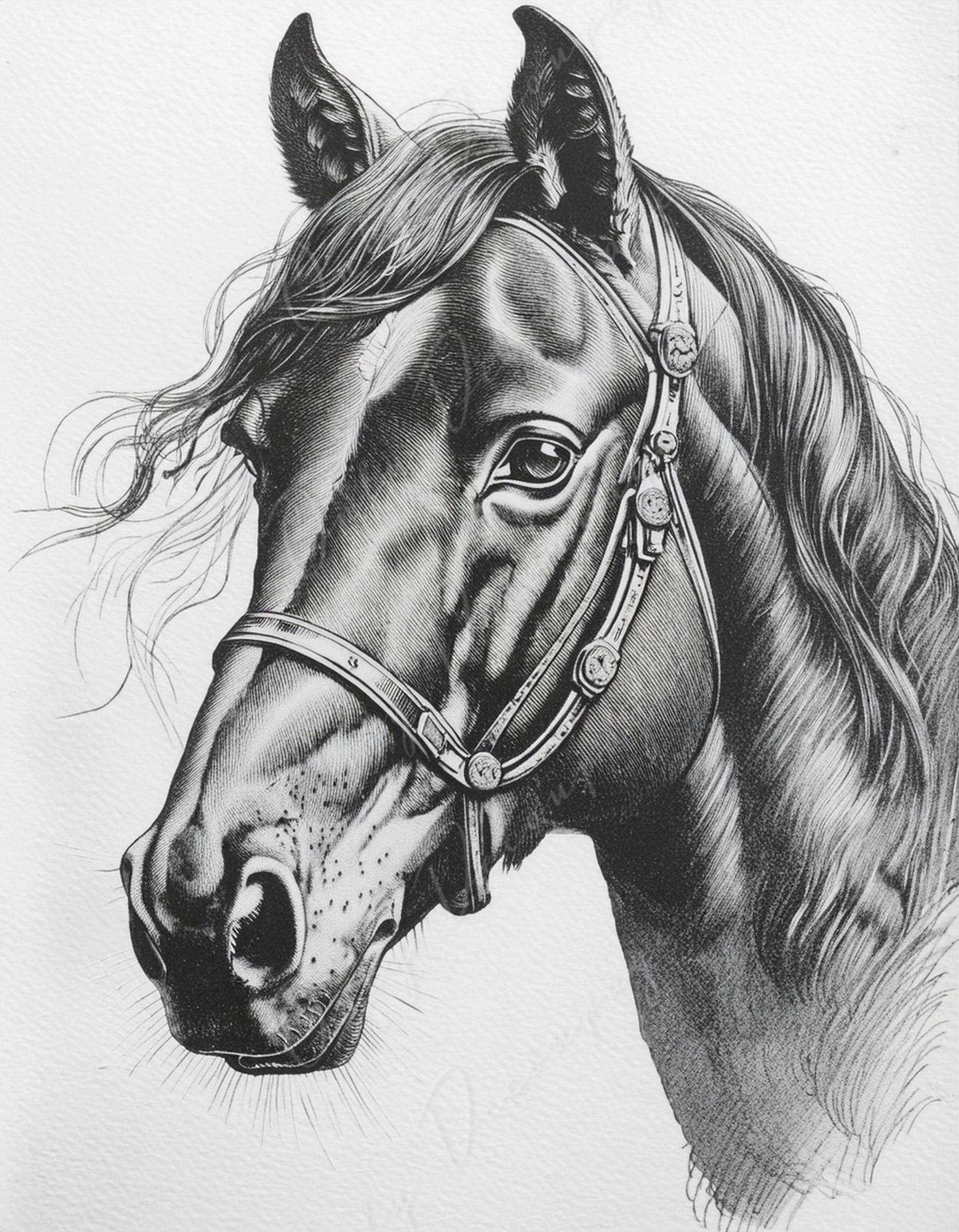 black white horse decoupage
