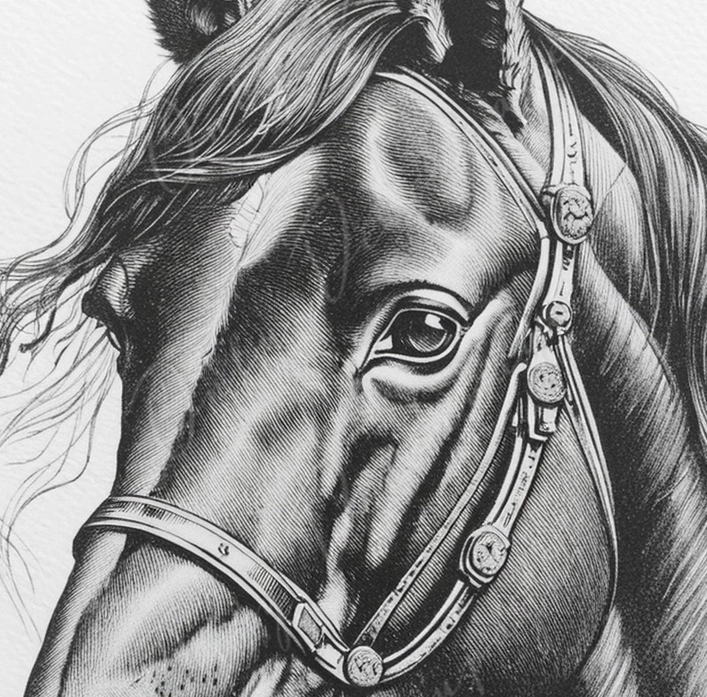Large Decoupage Paper for Furniture - Horse - Rice Paper - Decoupage Paper - Black & White