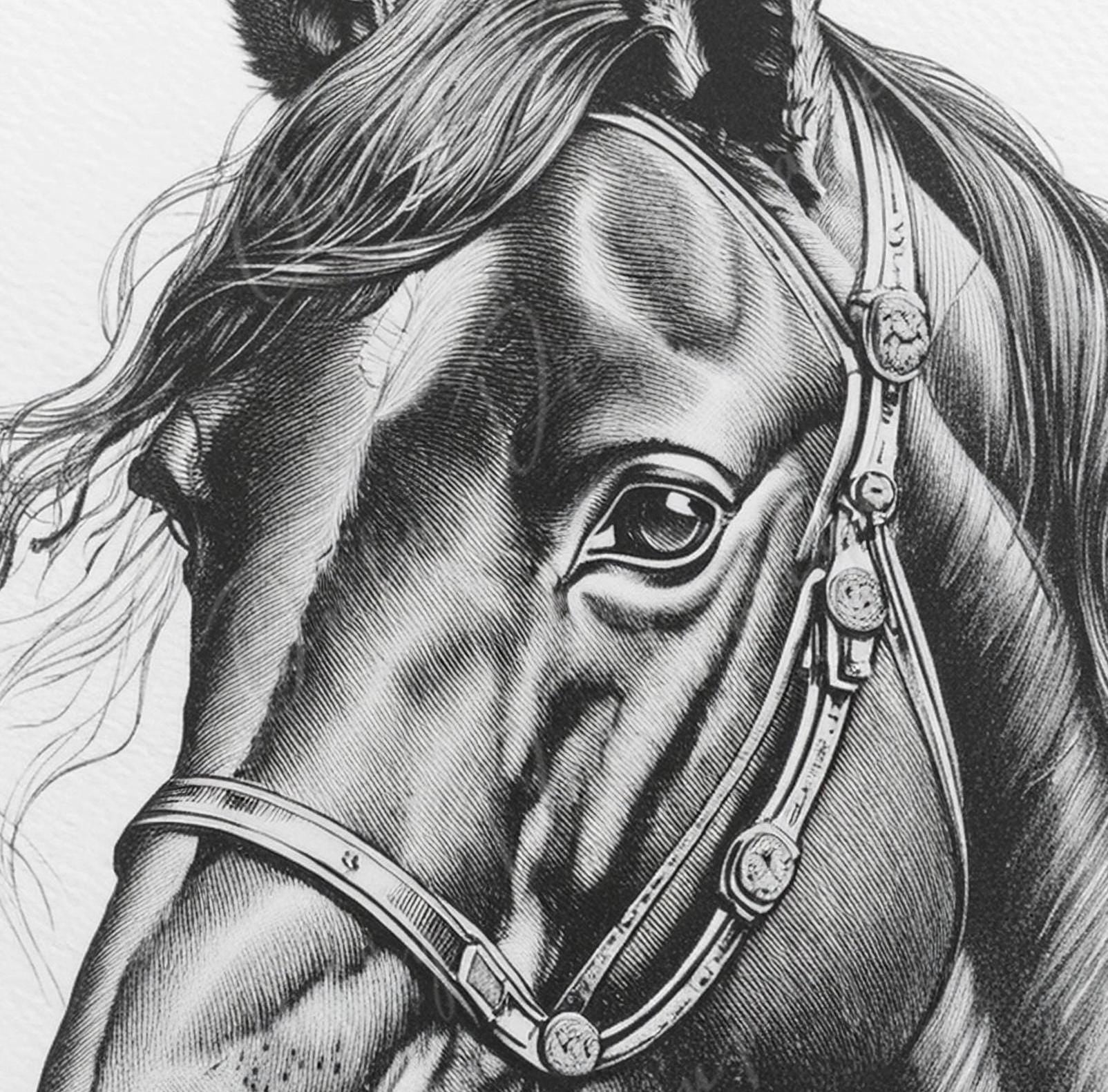 Large Decoupage Paper for Furniture - Horse - Rice Paper - Decoupage Paper - Black & White