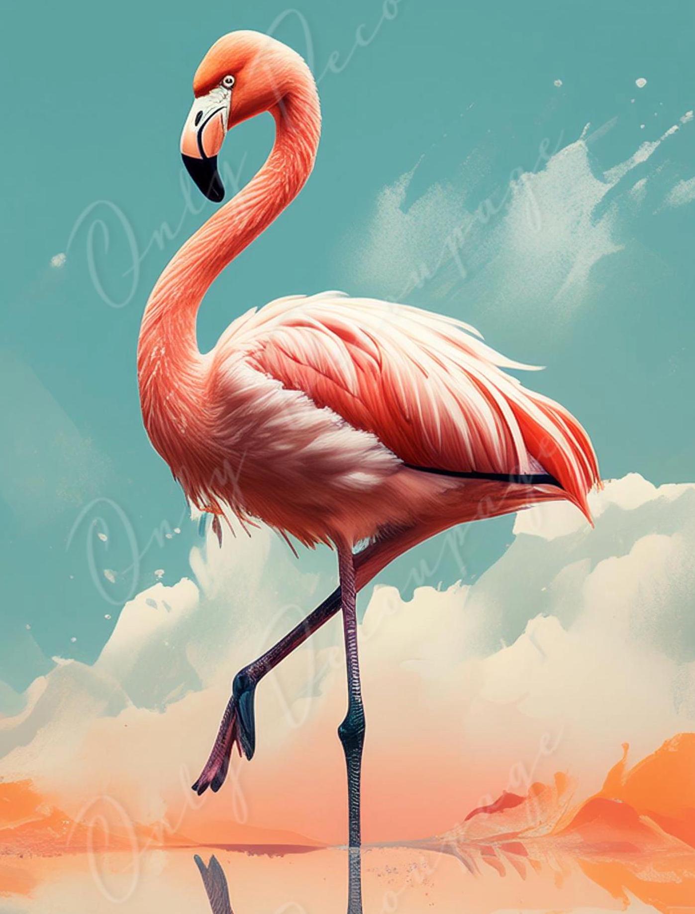 Large Decoupage Paper for Furniture - Pink Flamigo - Rice Paper - Decoupage Paper - Exotic Animals