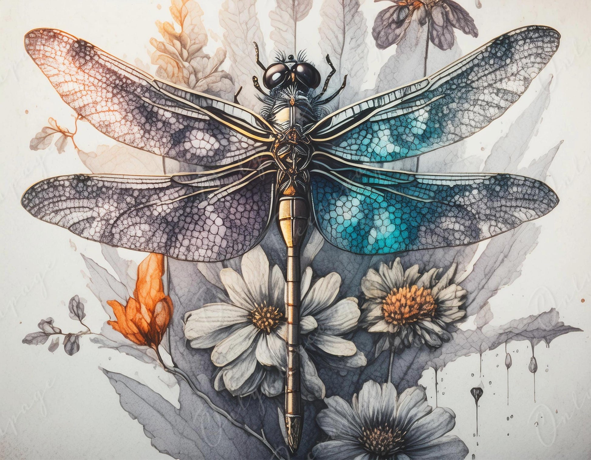Dragonfly - Large Decoupage Paper for Furniture - Rice Paper - Decoupage Paper - Floral Decoupage